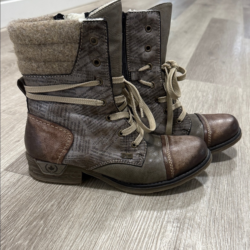 Rieker Multi-Tone Lace-Up Boots